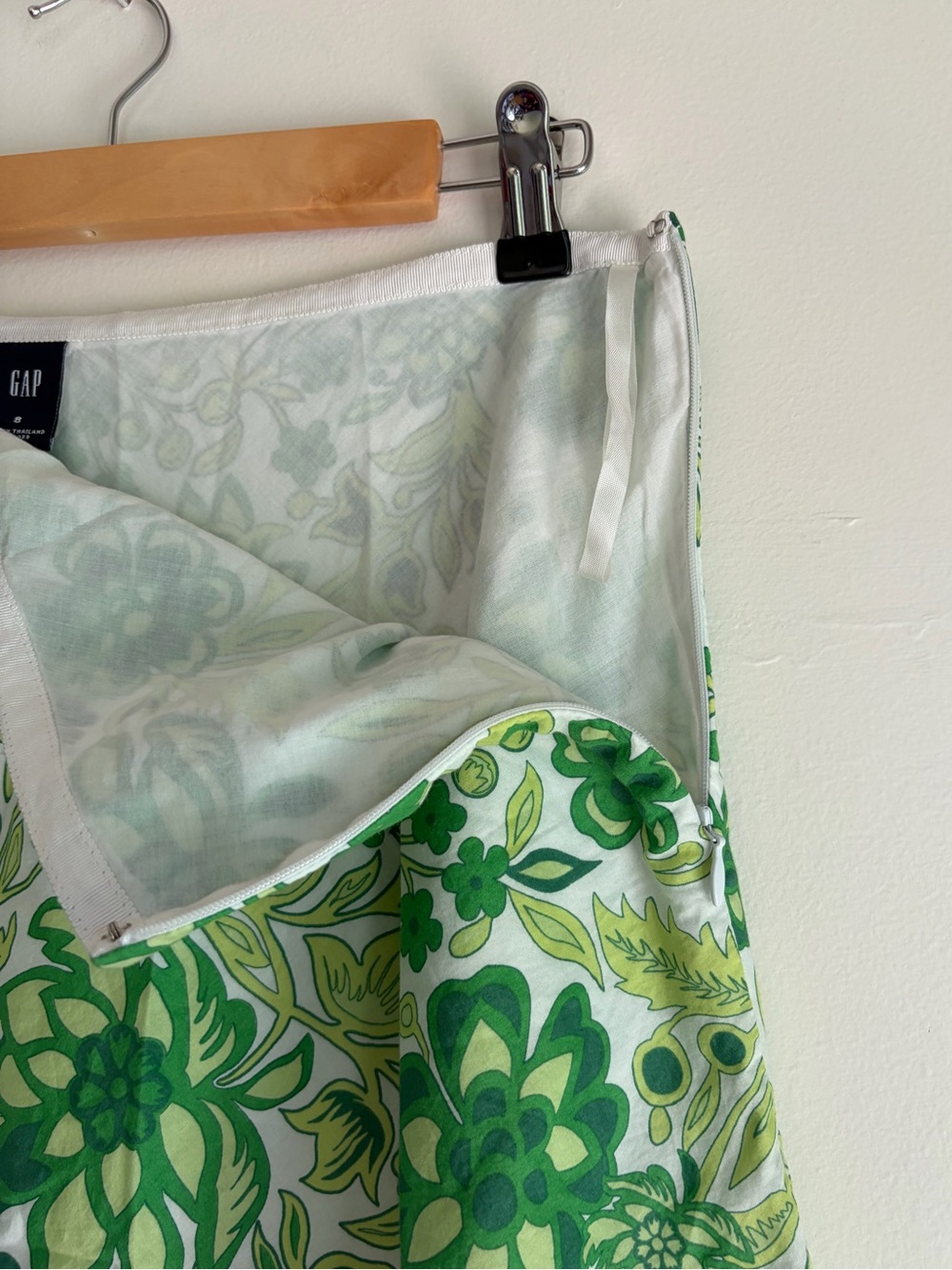 Gap 100% Cotton Green Floral A Line Skirt Size 8 - Picture 4 of 5